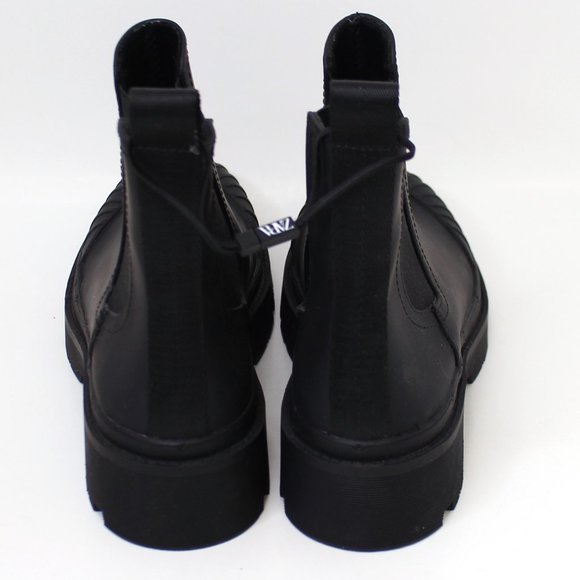 Zara Lug Treaded Platform Ankle Boots Waterproof Ribbed Toe Size 7 1/2" NWOT - Picture 3 of 7